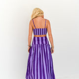 Iris Maxi Skirt Set - Purple Tone Stripes