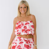 Lola Bubble Skirt Set - Pink/Red Palm (PREORDER)