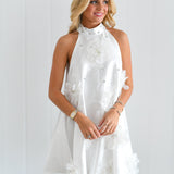 Tori High Neck Mini Dress-White