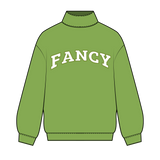 Fancy Oversized Fleece Mockneck - Palm/White