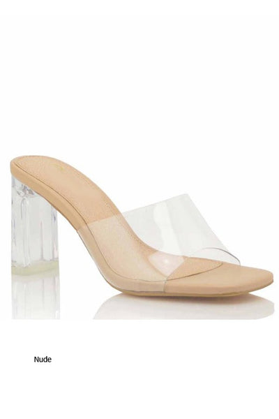 Heather Nude/Clear Heels