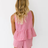 Ramsy Gingham Tie Top and Shorts Set - Red
