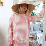 Fancy Striped Long Sleeve Top - Hibiscus/Cream