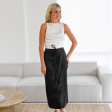 Kate Midi Satin Skirt - Black