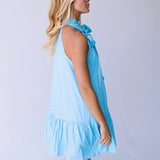 Maleah Ribbon Sleeveless Mini Dress - Light Blue