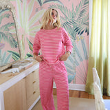 Fancy Striped Button Pants - Hibiscus/Paradise Pink