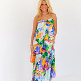 Evita Summer Maxi Dress - Blue Multi