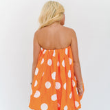 Ollie Mini Bubble Dress - Orange Polka Dots