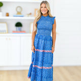 Megan Smocking Tier Maxi Dress - Royal Blue