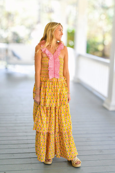 Kaiya Maxi Dress - Yellow/Pink Floral