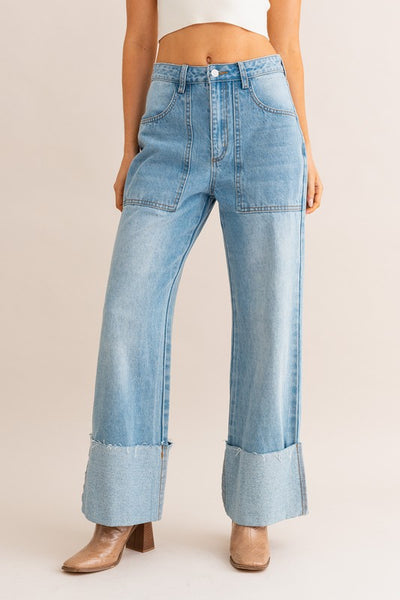 Laney Cuffed Jeans - Light Denim