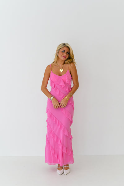 Veronica Tiered Ruffle Maxi Dress - Pink