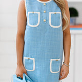 Sara Tweed Dress - Baby Blue