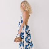 Renley Halter Neck Maxi Dress - White/Blue
