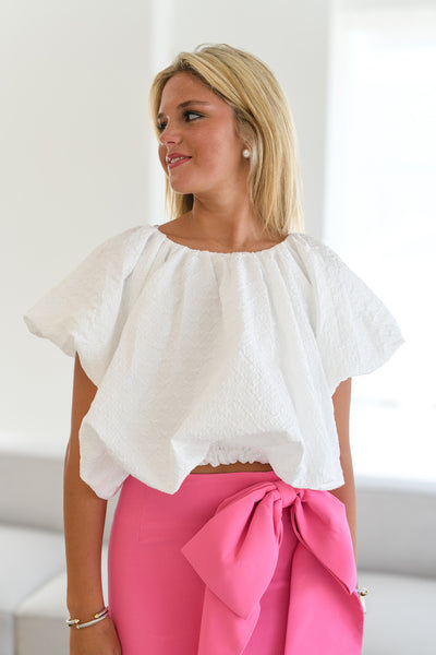 Beth Bubble Top - White