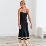 Kaylyn Knit Midi Dress-Black/Khaki