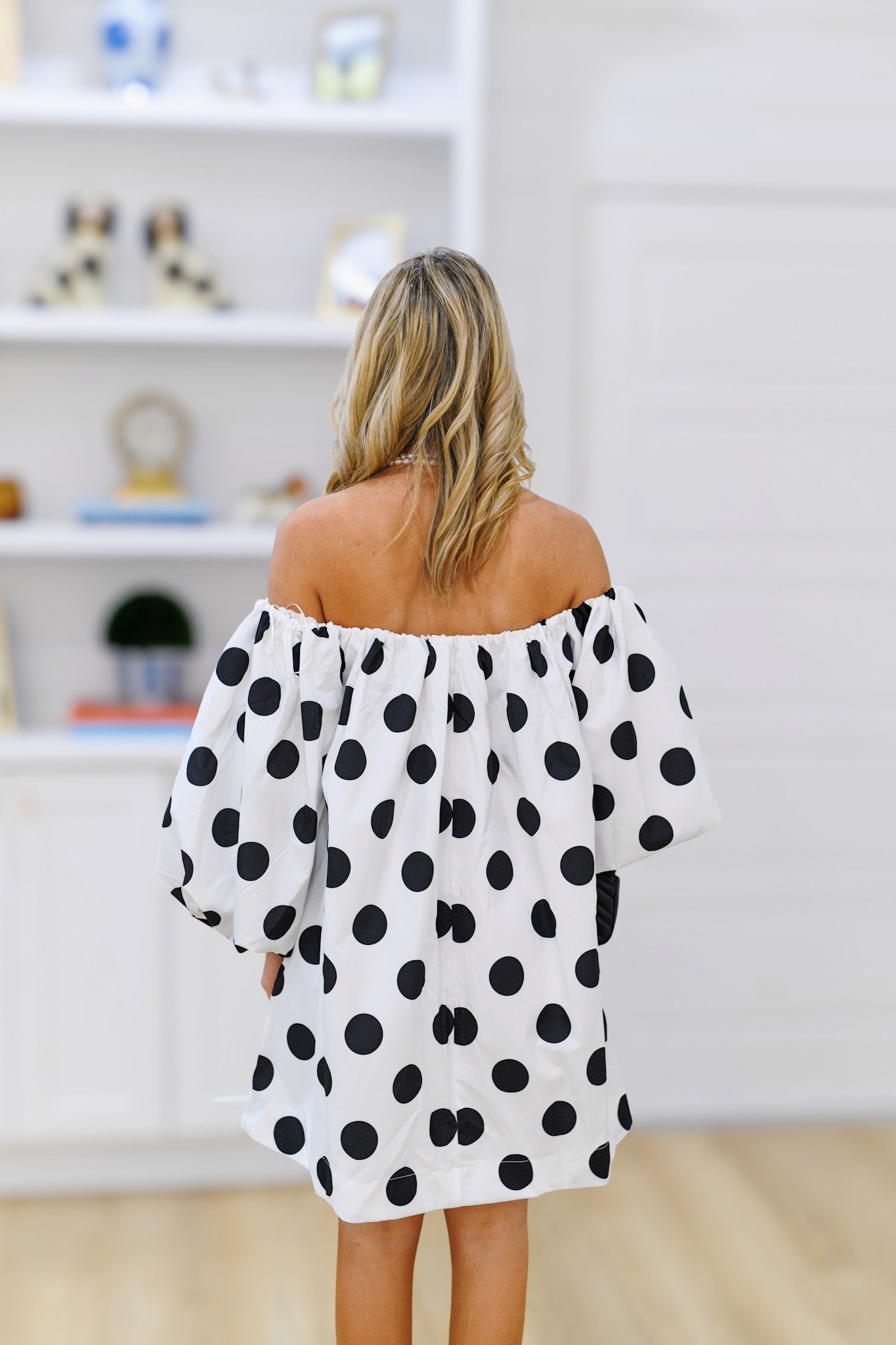 Rae Polka Dot Bubble Dress - White/Black