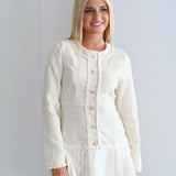 Ashley Tweed Pleated Dress-Ivory