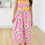 Amaya Strapless Midi Dress - Pink Multi