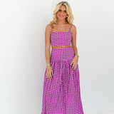 Eliza Maxi Skirt Set - Purple Gingham