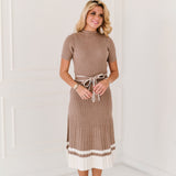 Lexis Belted Midi Dress - Mushroom/Ivory