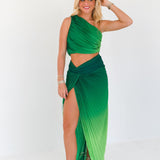 Anna Pleated Set - Green/Lime
