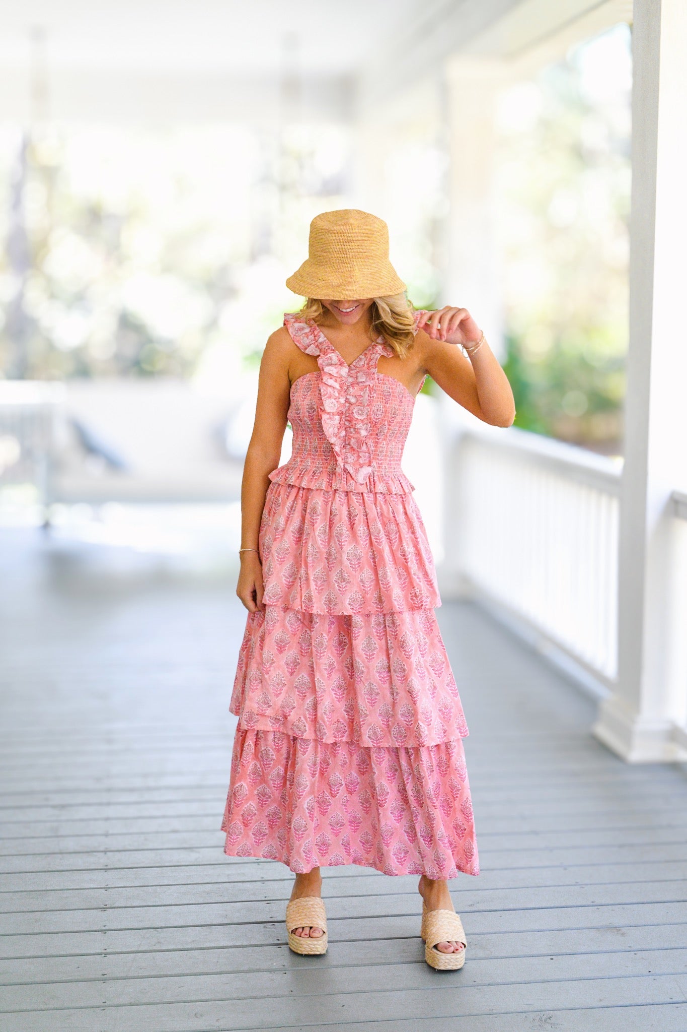 Ensley Ruffled Maxi Dress - Pink Floral