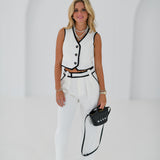 Marlo Button Top - White