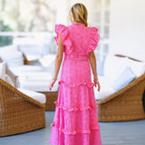 Miranda Lace Midi Dress - Pink