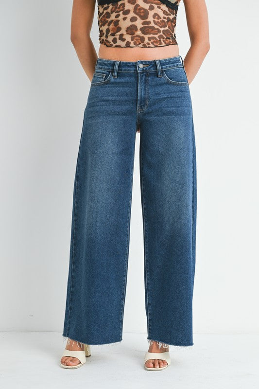 Tara Relaxed Wide Leg Jeans - Dark Denim