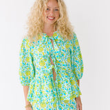 Dani Tie Front and Shorts Set - Teal/Lime