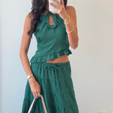Pampas Frill Maxi Skirt Set - Green