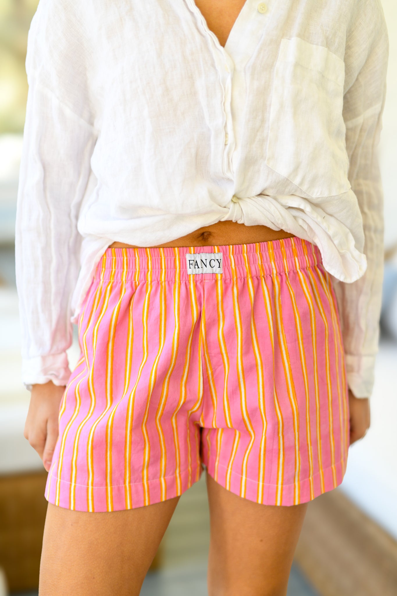 Ollie Boxer Shorts -  Pink/Orange Thick Striped