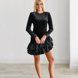 Sage Asymmetrical Velvet Mini Dress - Black