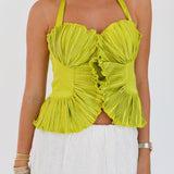 Peyton Pleated Top - Lime