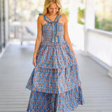 Maeve Ruffled Maxi Dress - Blue Floral