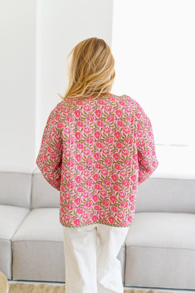 Copelyn Floral Quilted Jacket-Pink/Green