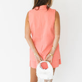 Laurel Button Down Skirt Set - Coral (PREORDER)