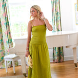 Briana Ruched Midi Dress - Moss Green