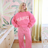 Fancy Striped Button Pants - Hibiscus/Paradise Pink