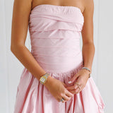 Liv Mini Bubble Hem Dress - Pink