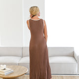 Kylie Ribbed Knit Maxi Dress - Brown/Cream