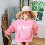 Fancy Oversized Fleece Mockneck - Hibiscus/White