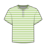 Fancy Buttoned Striped Short Sleeve Top