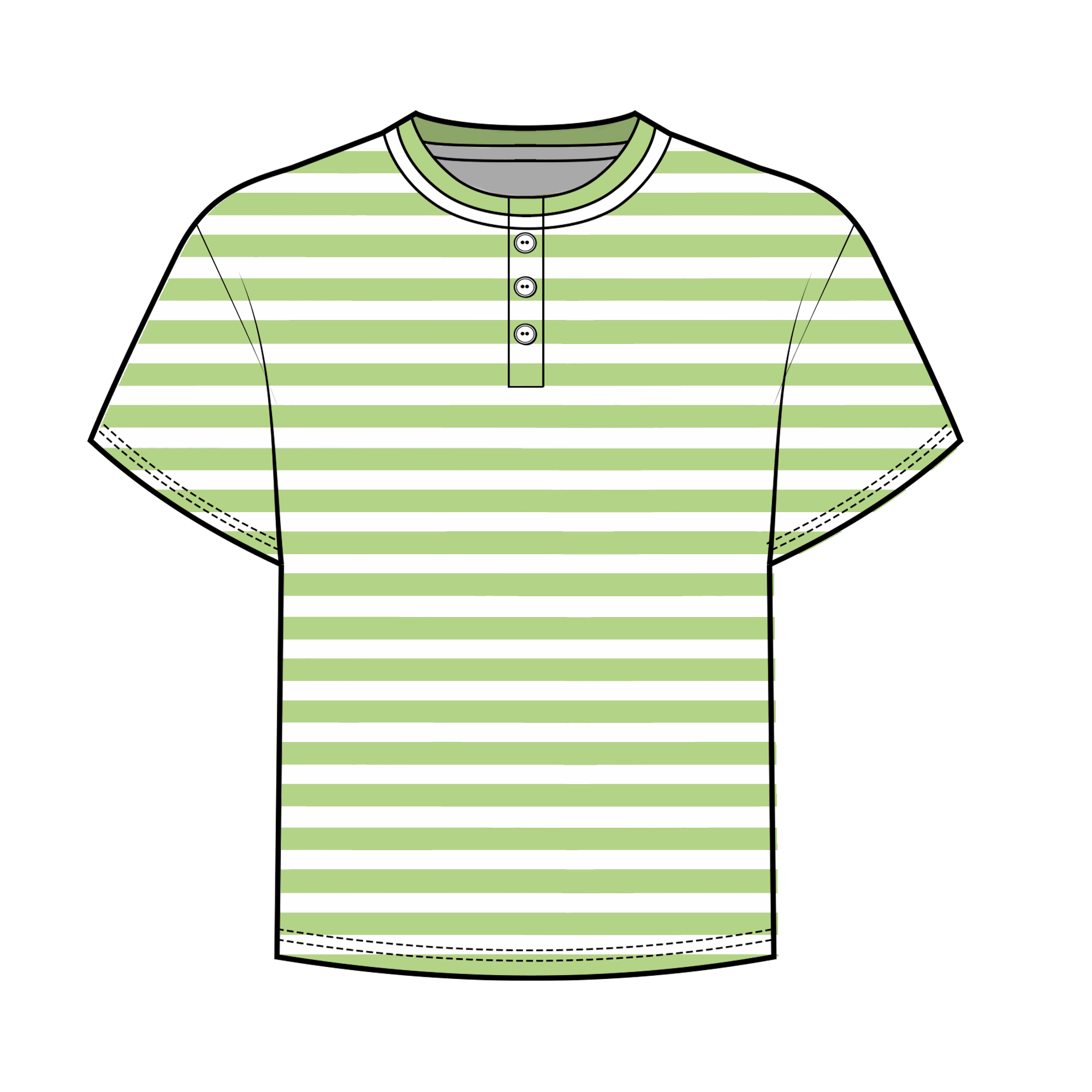 Fancy Buttoned Striped Short Sleeve Top