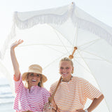 Fancy Buttoned Striped Short Sleeve Top