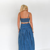 Alana Maxi Skirt Set - Navy/White Gingham