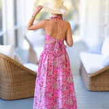 Sally Floral Ruffle Skirt Top Set - Pink/Red