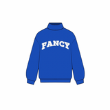 Fancy Oversized Fleece Lined Mockneck - Royal Blue