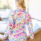 Sophia Floral Belted Romper - White Multi